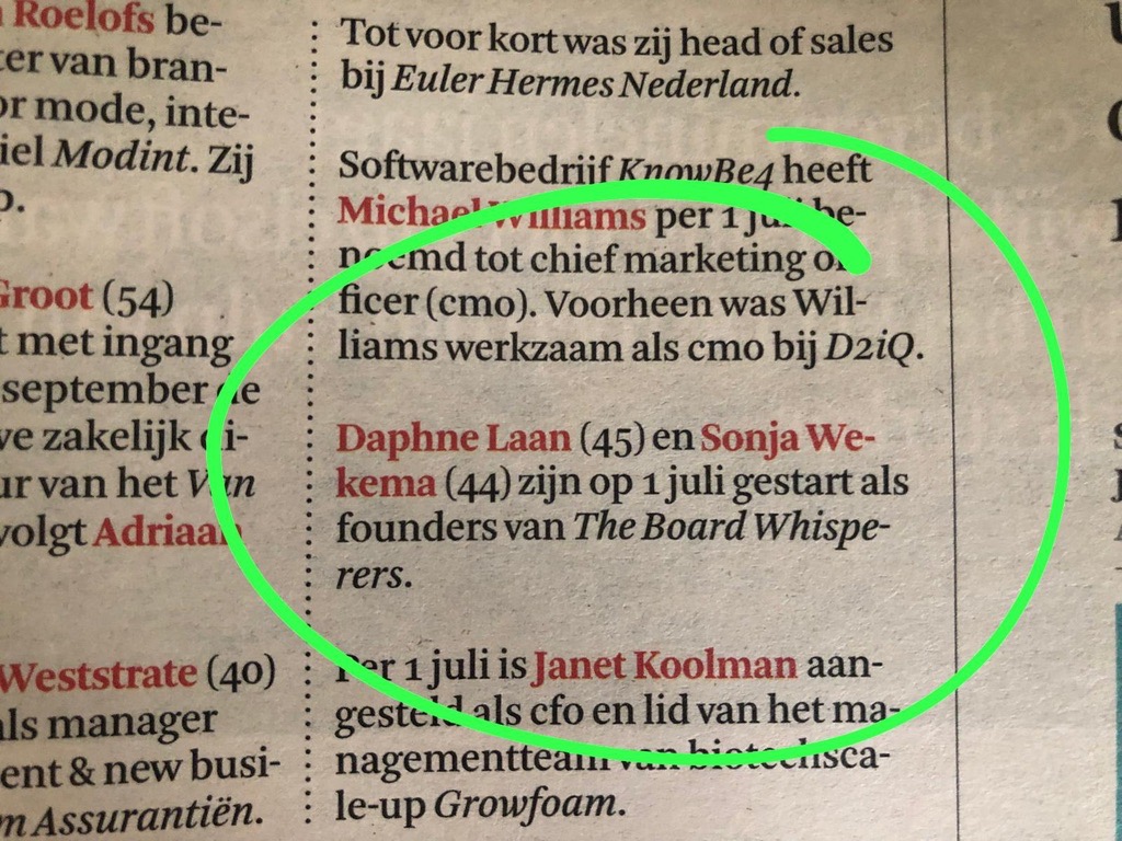 The announcement in Het Financieele Dagblad made it real.